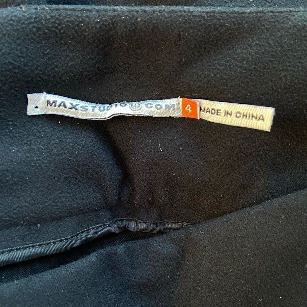 Max Studio Black Faux Leather Trim Professional Skirt 4 - Picture 3 of 8